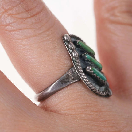 sz5.25 Vintage Zuni Needlepoint Native American sterling/turquoise ring - Estate Fresh Austin