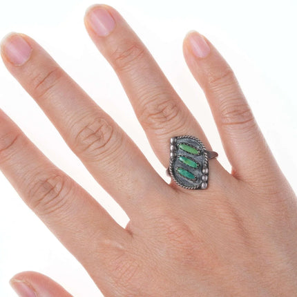 sz5.25 Vintage Zuni Needlepoint Native American sterling/turquoise ring - Estate Fresh Austin