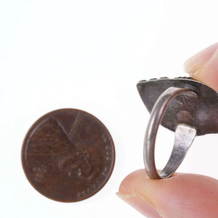 sz5.25 Vintage Zuni Needlepoint Native American sterling/turquoise ring - Estate Fresh Austin