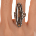 sz5.5 30's-40's Native American silver and agate long ring - Estate Fresh Austin
