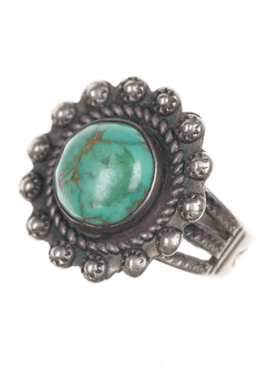 sz5.5 c1940's Navajo Curio sterling and turquoise ring - Estate Fresh Austin