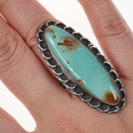 Sz5.5 Large Royston Turquoise Vintage Native American sterling ring - Estate Fresh Austin