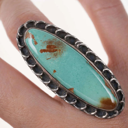 Sz5.5 Large Royston Turquoise Vintage Native American sterling ring - Estate Fresh Austin