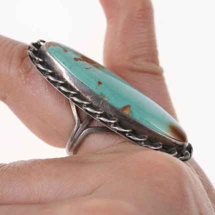 Sz5.5 Large Royston Turquoise Vintage Native American sterling ring - Estate Fresh Austin