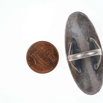 Sz5.5 Large Royston Turquoise Vintage Native American sterling ring - Estate Fresh Austin