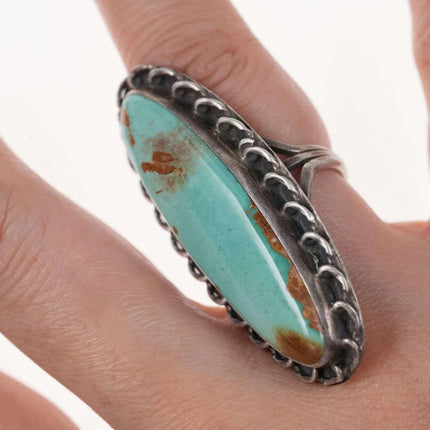 Sz5.5 Large Royston Turquoise Vintage Native American sterling ring - Estate Fresh Austin