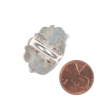 sz5.5 Vintage Native American silver and turquoise feather ring - Estate Fresh Austin