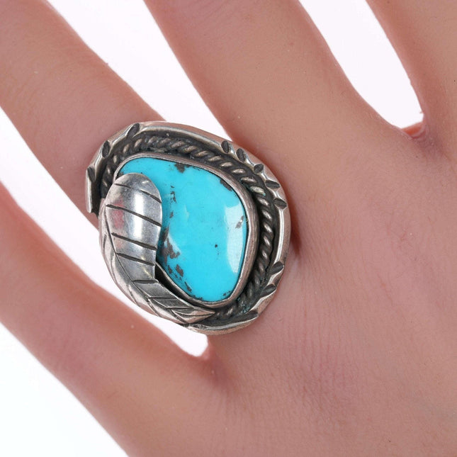 sz5.5 Vintage Navajo silver and turquoise ring - Estate Fresh Austin