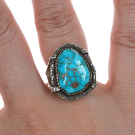 sz5.5 Vintage Waterweb turquoise and silver ring - Estate Fresh Austin