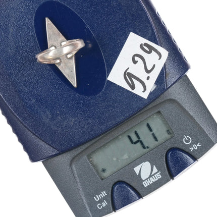 sz5.5 Zuni silver, turquoise and coral channel inlay ring - Estate Fresh Austin