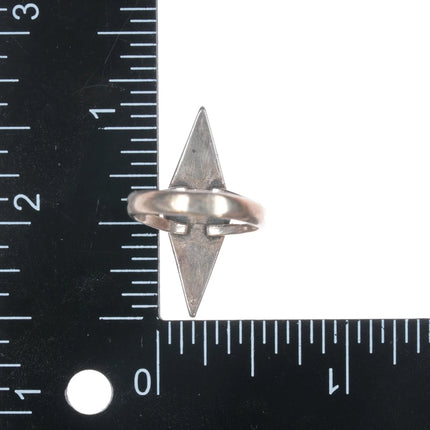 sz5.5 Zuni silver, turquoise and coral channel inlay ring - Estate Fresh Austin