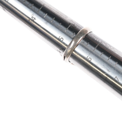 sz5.5 Zuni silver, turquoise and coral channel inlay ring - Estate Fresh Austin