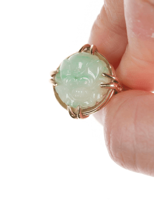 sz5.75 14k Ming's of Hawaii carved Jadeite ring - Estate Fresh Austin