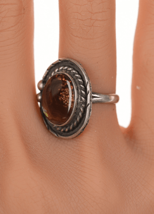 sz5.75 60's - 70's Navajo Fire Agate silver ring - Estate Fresh Austin