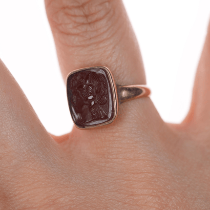 sz5.75 Antique gold carved carnelian ring - Estate Fresh Austin