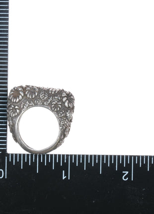 sz5.75 Dian Malouf sterling floral repousse ring - Estate Fresh Austin