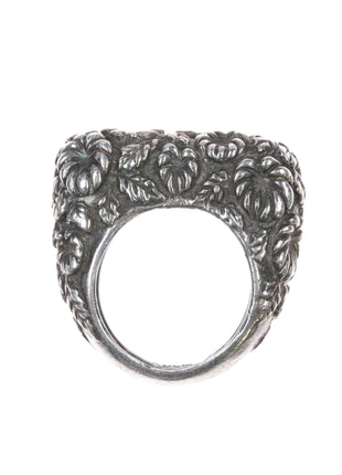 sz5.75 Dian Malouf sterling floral repousse ring - Estate Fresh Austin