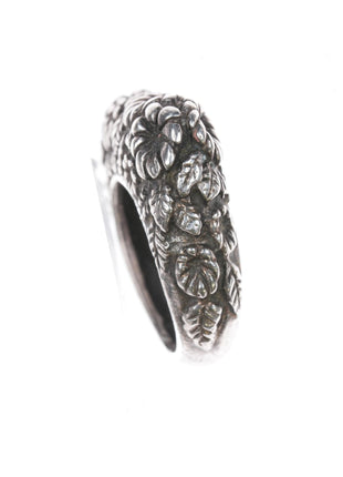 sz5.75 Dian Malouf sterling floral repousse ring - Estate Fresh Austin