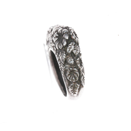 sz5.75 Dian Malouf sterling floral repousse ring - Estate Fresh Austin