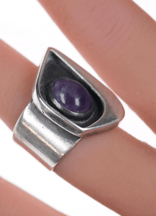 sz5.75 Ed Wiener (1918 - 1991) New York Modernist sterling and amethyst ring - Estate Fresh Austin