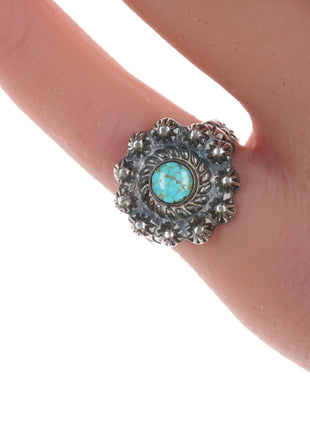 sz5.75 Fred Harvey Era Sterling and spiderweb turquoise ring - Estate Fresh Austin