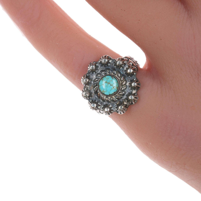 sz5.75 Fred Harvey Era Sterling and spiderweb turquoise ring - Estate Fresh Austin