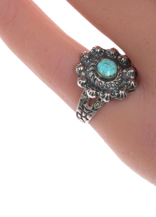 sz5.75 Fred Harvey Era Sterling and spiderweb turquoise ring - Estate Fresh Austin