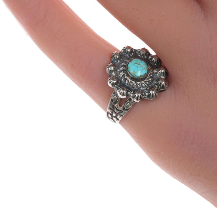 sz5.75 Fred Harvey Era Sterling and spiderweb turquoise ring - Estate Fresh Austin