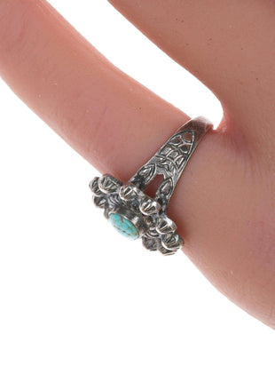 sz5.75 Fred Harvey Era Sterling and spiderweb turquoise ring - Estate Fresh Austin