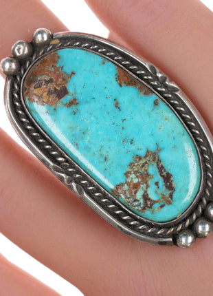 sz5.75 Navajo Silver and turquoise long ring - Estate Fresh Austin