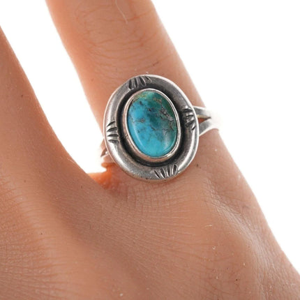 sz5.75 Vintage Native American Sterling and turquoise ring - Estate Fresh Austin
