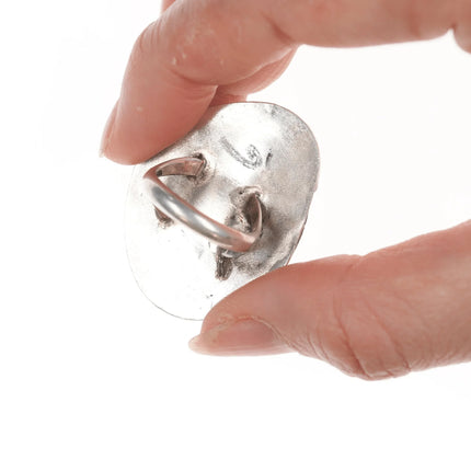 sz5.75 Vintage Navajo silver and turquoise ring with feather design - Estate Fresh Austin