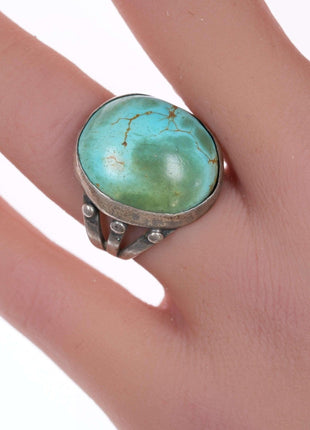 sz6 20's - 30's Navajo silver and turquoise ring - Estate Fresh Austin