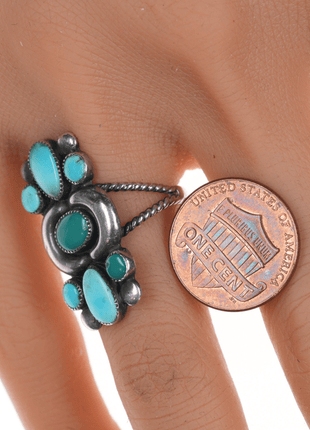 sz6 40's - 50's Navajo silver, Gem Silica, and High grade turquoise ring - Estate Fresh Austin