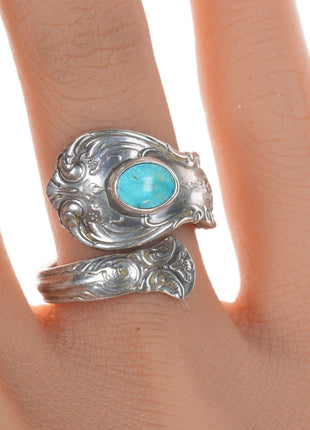 sz6 Adjustable Towle Old Master Sterling ring with turquoise - Estate Fresh Austin