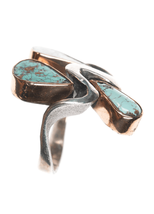 Sz6 Barbaros Yasar Bora Sterling turquoise freeform ring - Estate Fresh Austin