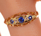 Sz6 c1864 18k gold Sapphire/diamond antique ring - Estate Fresh Austin