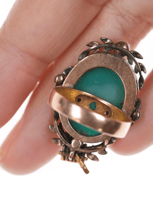 sz6 c1880 Antique 14k Green Hardstone cameo ring - Estate Fresh Austin