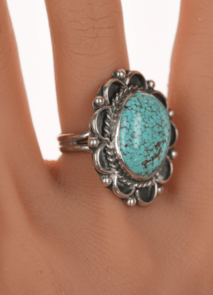 sz6 c1960's Navajo High grade turquoise silver ring - Estate Fresh Austin