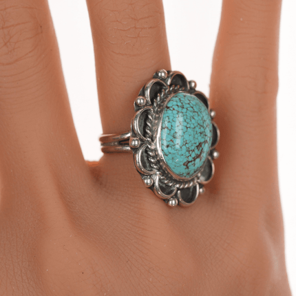 sz6 c1960's Navajo High grade turquoise silver ring - Estate Fresh Austin