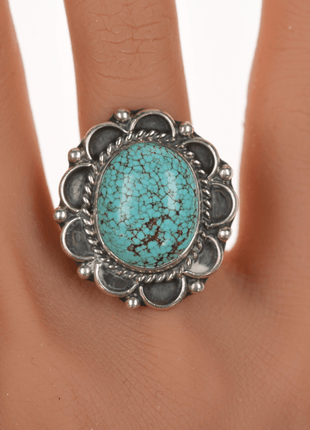 sz6 c1960's Navajo High grade turquoise silver ring - Estate Fresh Austin