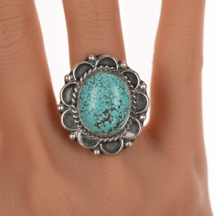 sz6 c1960's Navajo High grade turquoise silver ring - Estate Fresh Austin