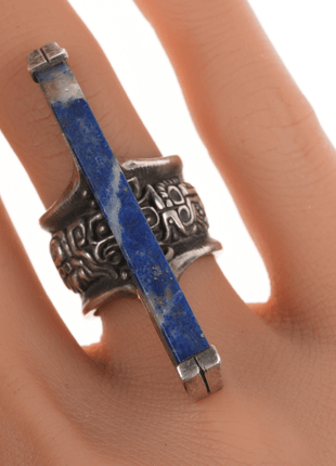 sz6 c1974 Luis Mojica modernist silver sodalite ring - Estate Fresh Austin