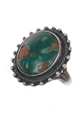 sz6 Cerrillos Turquoise 1940's Native American silver ring - Estate Fresh Austin