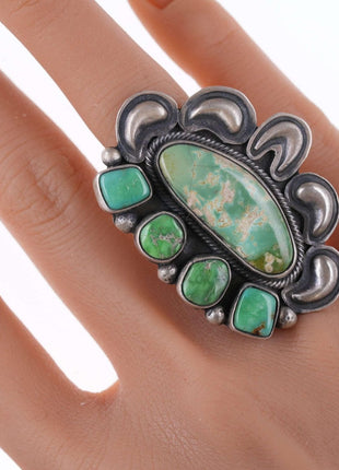 sz6 Darrin Livingston Navajo Sterling Carico Lake turquoise ring - Estate Fresh Austin