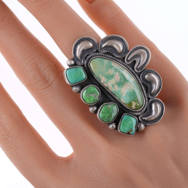 sz6 Darrin Livingston Navajo Sterling Carico Lake turquoise ring - Estate Fresh Austin