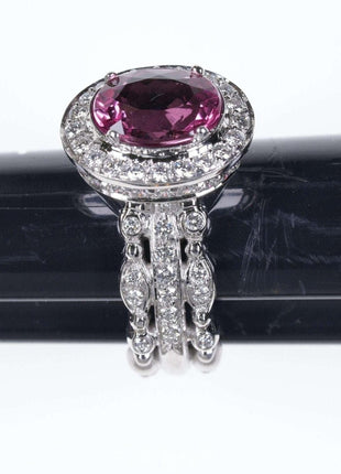 Sz6 Doris Panos 18k White gold Diamond and Pink Tourmaline ring - Estate Fresh Austin