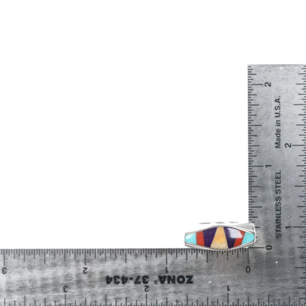 sz6 DZ Native American sterling sugilite, coral, turquoise, intarsia inlay ring - Estate Fresh Austin