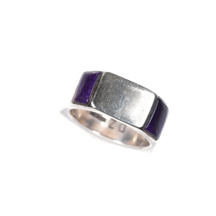 sz6 DZ Native American sterling sugilite, coral, turquoise, intarsia inlay ring - Estate Fresh Austin