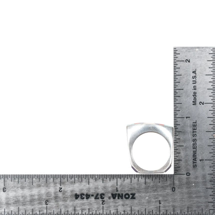 sz6 DZ Native American sterling sugilite, coral, turquoise, intarsia inlay ring - Estate Fresh Austin